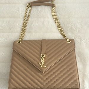 Beige bag with gold hardware